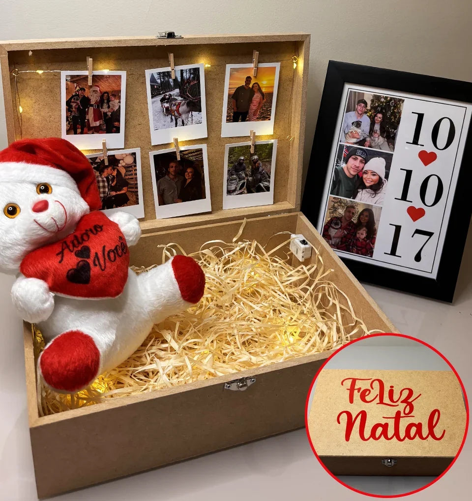 Cesta Simples Urso Natalino + Quadro