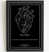 Mapa Estelar Preto Coração - Arte Digital